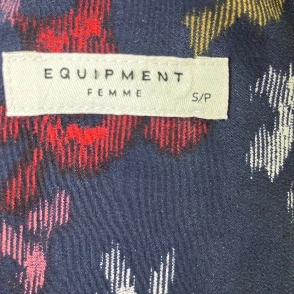 Floral Silk Shift‎ Dress Sleeveless Navy Equipment Femme Women S Petite